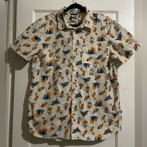 The North Face Baytrail Orange Desert Flower Patterned Button Down Short Sleeve
